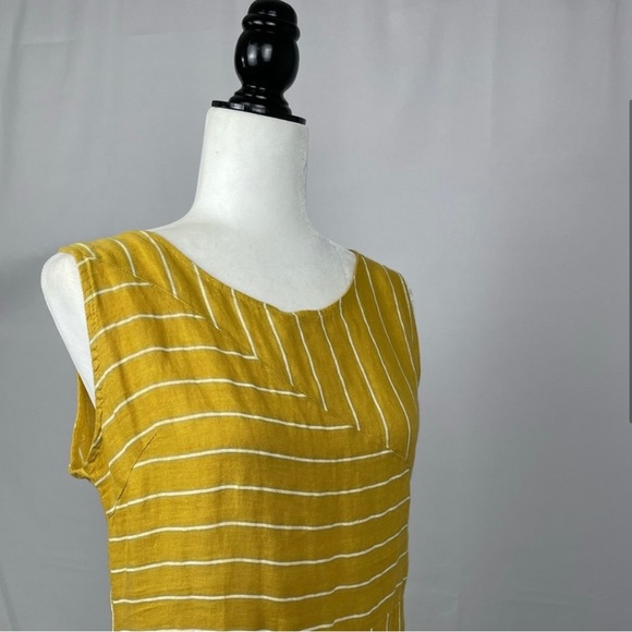 NWT Golden Yellow Vanessa Zani 100% Linen Midi Column Dress Made in Italy - S - Picture 4 of 7